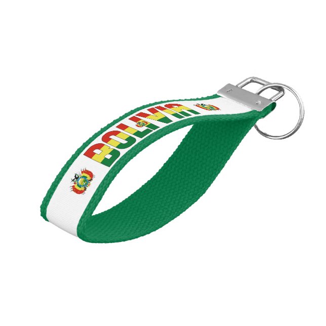 Llavero De Pulsera Bandera de Bolivia encantando a patriotas (Angulado hacia arriba)