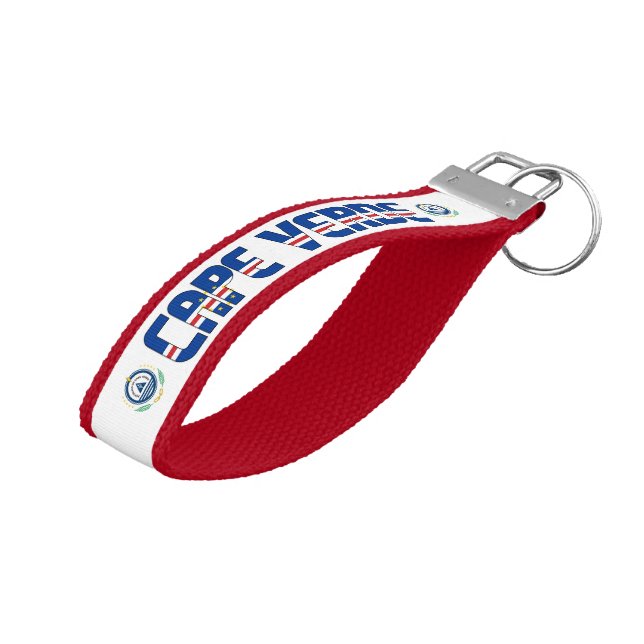 Llavero De Pulsera Bandera de Cabo Verde Encanta patriótico (Angulado hacia arriba)