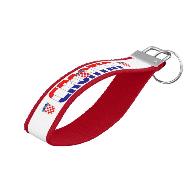 Llavero De Pulsera Bandera de Croacia Encanta patriótico (Angulado hacia arriba)