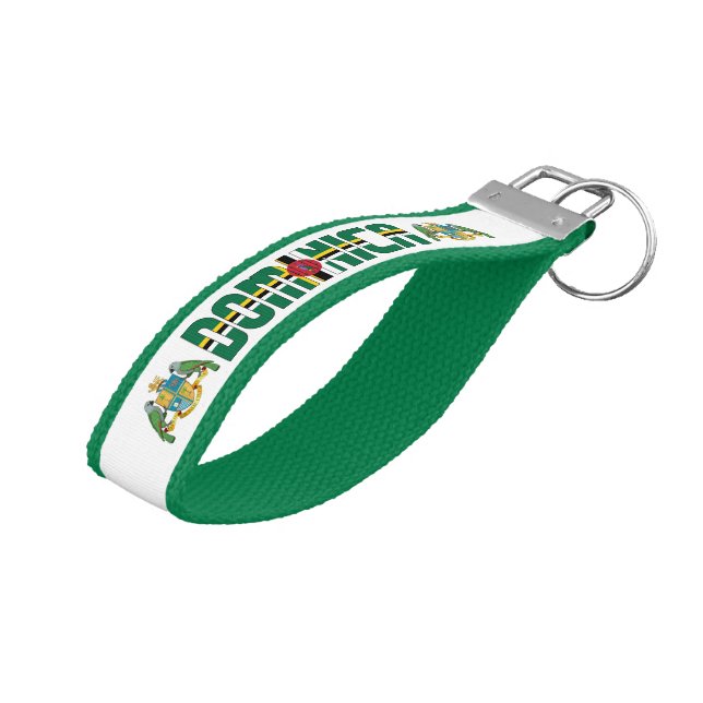 Llavero De Pulsera Bandera de Dominica Encantadora Patriótica (Angulado hacia arriba)