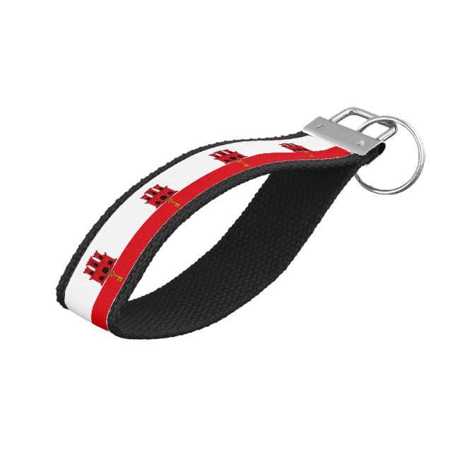 Llavero De Pulsera Bandera de Gibraltar (Angulado hacia arriba)
