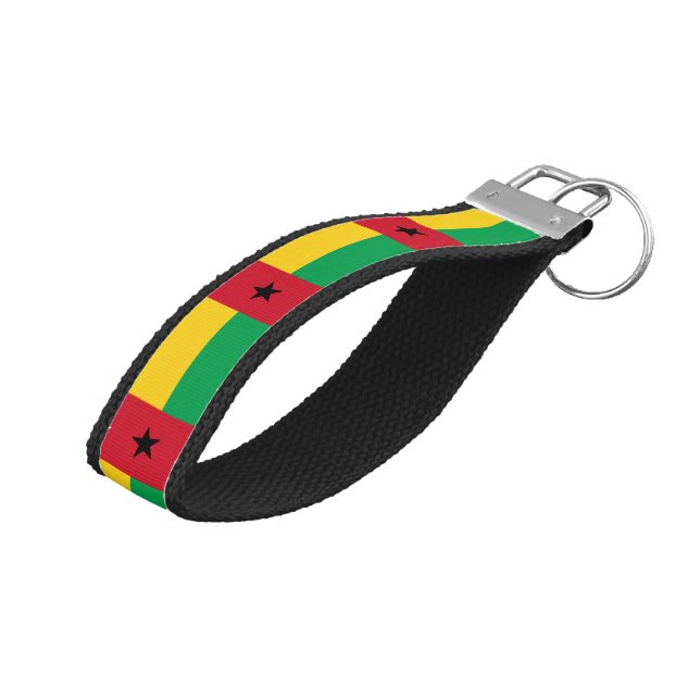Llavero De Pulsera Bandera de Guinea Bissau (Angulado hacia arriba)