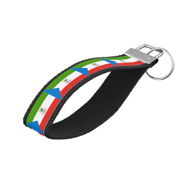 Llavero De Pulsera Bandera de Guinea Ecuatorial (Angulado hacia arriba)