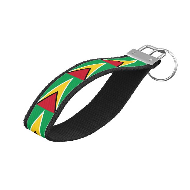 Llavero De Pulsera Bandera de Guyana (Angulado hacia arriba)
