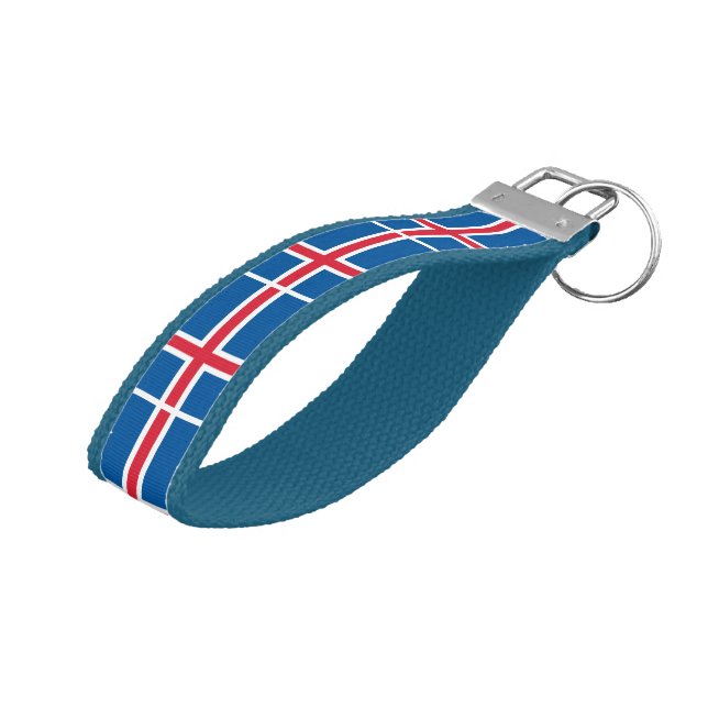 Llavero De Pulsera Bandera de Islandia (Angulado hacia arriba)