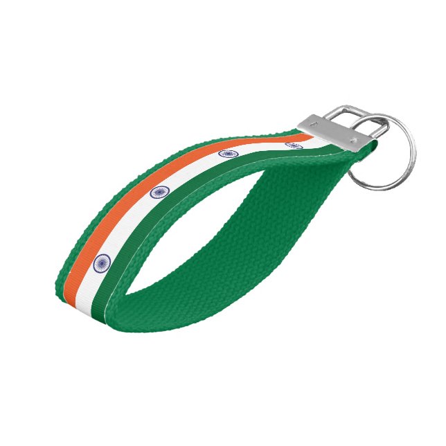 Llavero De Pulsera Bandera de la India (Angulado hacia arriba)