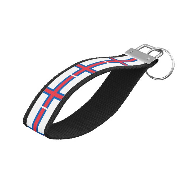 Llavero De Pulsera Bandera de las Islas Feroe (Angulado hacia arriba)