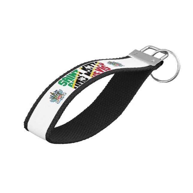 Llavero De Pulsera Bandera de Saint Kitts y Nevis encantando a los pa (Angulado hacia arriba)