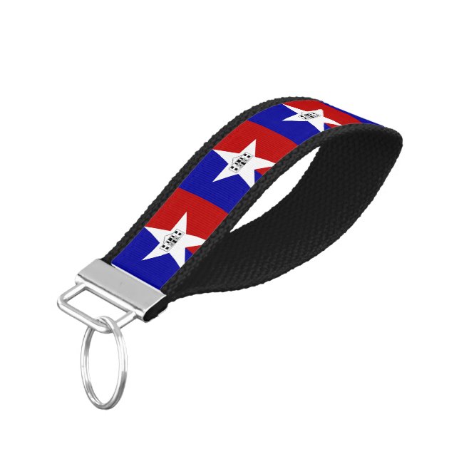Llavero De Pulsera Bandera de San Antonio, Texas Wrist Keychain (Angulado hacia abajo)
