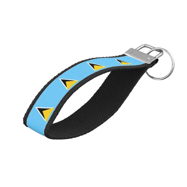 Llavero De Pulsera Bandera de Santa Lucía (Angulado hacia arriba)