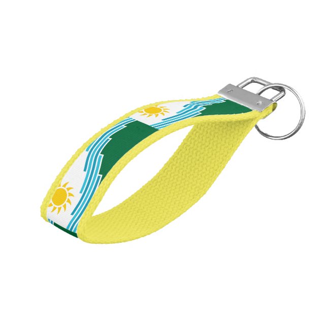 Llavero De Pulsera Bandera de Spokane, Washington (Angulado hacia arriba)