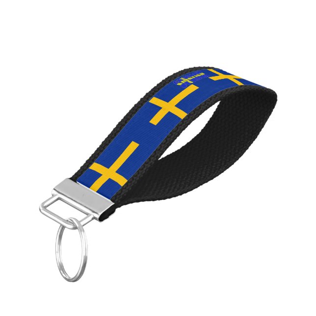 Llavero De Pulsera Bandera de Suecia (Angulado hacia abajo)