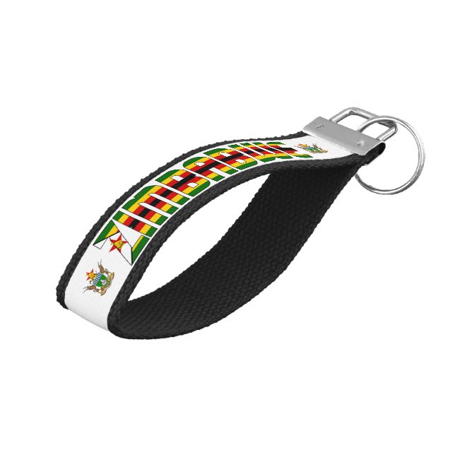 Llavero De Pulsera Bandera de Zimbabue cautiva a patriótico (Angulado hacia arriba)