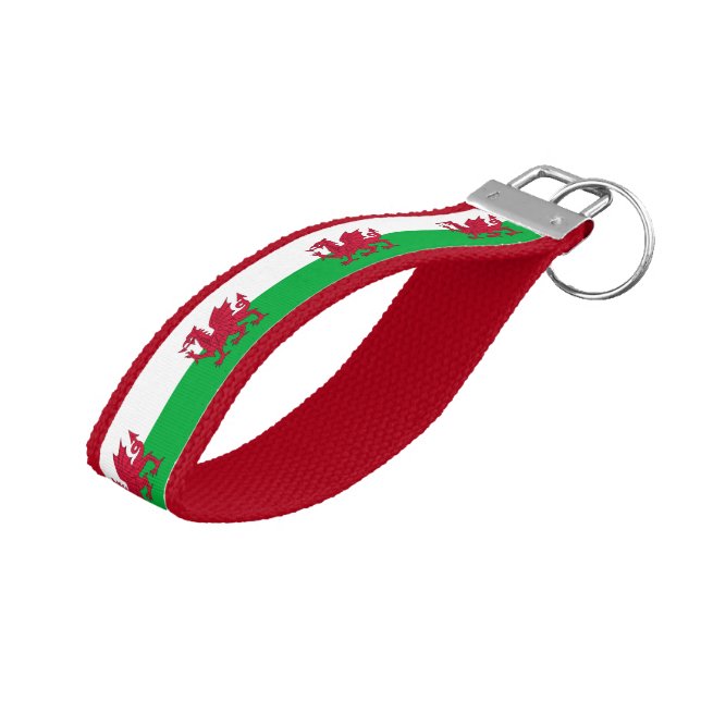 Llavero De Pulsera Bandera del dragón galés (Angulado hacia arriba)