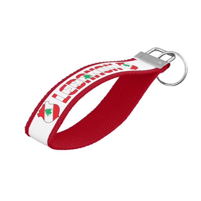 Llavero De Pulsera Bandera del Líbano cautiva a patriótico (Angulado hacia arriba)