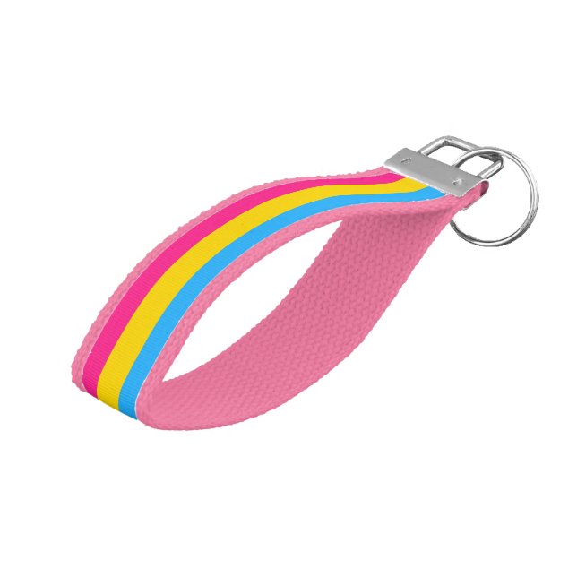 Llavero De Pulsera Bandera del Orgullo de Pansexualidad (Angulado hacia arriba)