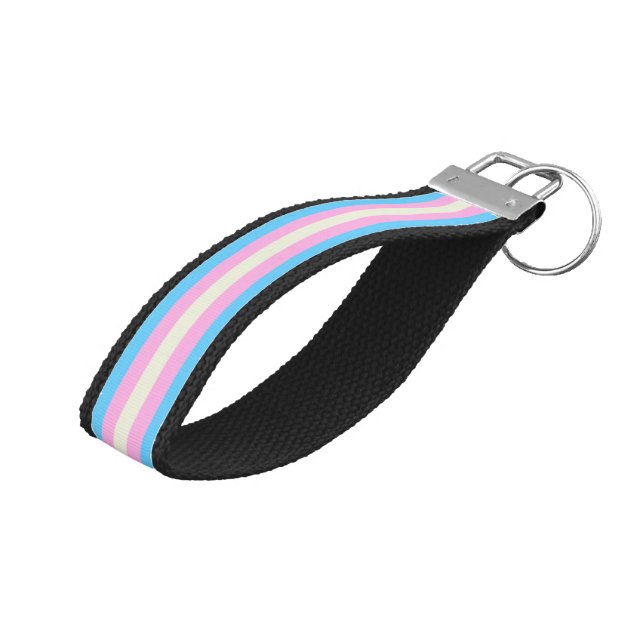 Llavero De Pulsera Bandera del orgullo del transexual de Falln (Angulado hacia arriba)