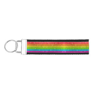 Llavero De Pulsera Bandera del orgullo gay Arcoiris Purpurinas de ban
