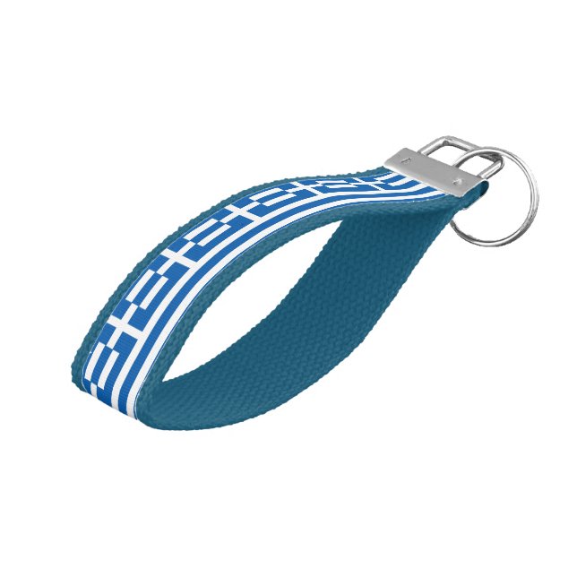 Llavero De Pulsera Bandera griega y moda de muñeca griega (Angulado hacia arriba)