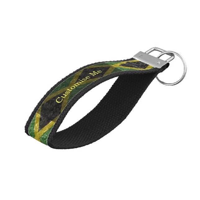 Llavero De Pulsera Bandera jamaiquina - Destruida (Angulado hacia arriba)