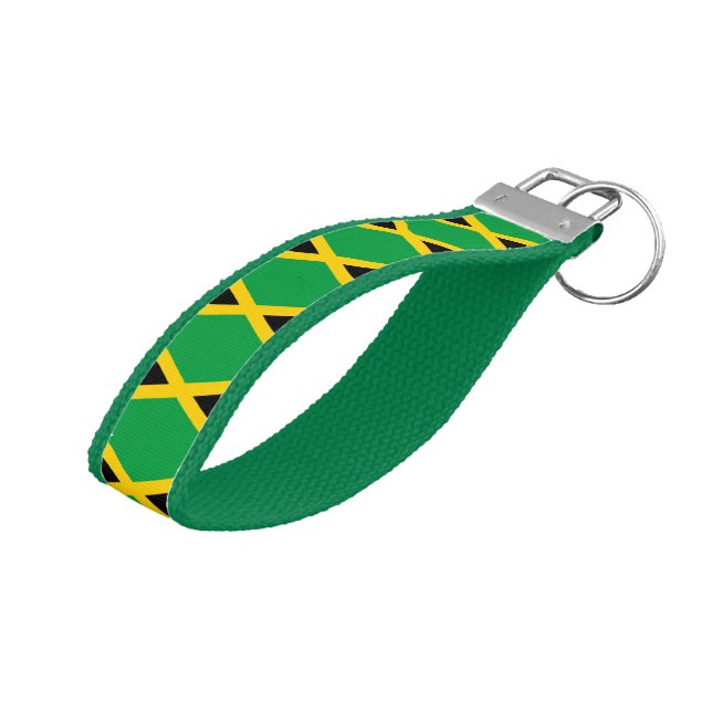 Llavero De Pulsera Bandera jamaiquina y moda de muñeca de Jamaica (Angulado hacia arriba)