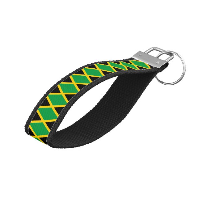 Llavero De Pulsera Bandera jamaiquina y moda de muñeca de Jamaica (Angulado hacia arriba)