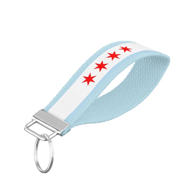 Llavero De Pulsera Bandera patriótica de Chicago (Angulado hacia abajo)