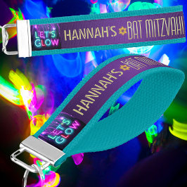 Llavero De Pulsera Bat Mitzvah Glow Fiesta VIP ID de la banda WRIST
