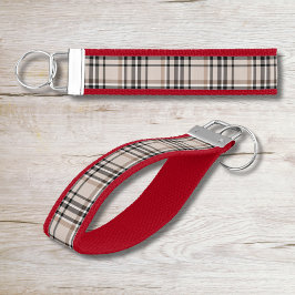 Llavero De Pulsera Beige Plaid