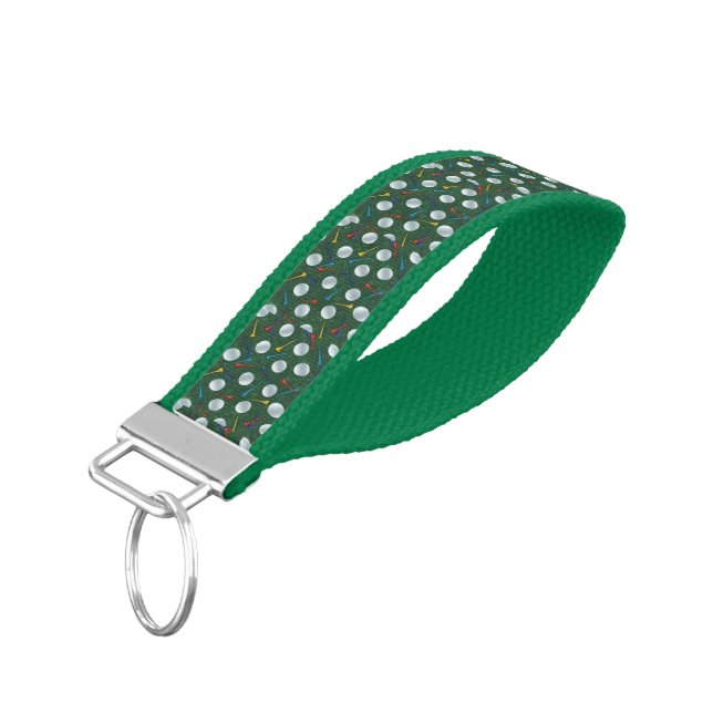 Llavero De Pulsera Bolas de golf y Personalizable Tees (Angulado hacia abajo)