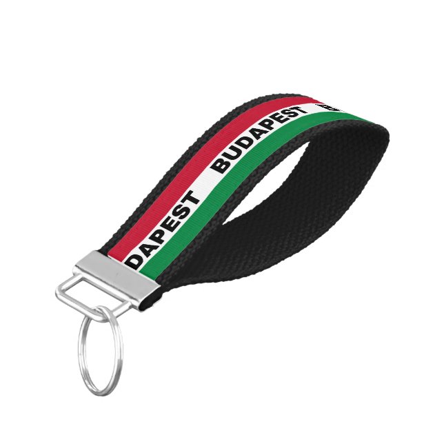 Llavero De Pulsera Budapest City con bandera húngara (Angulado hacia abajo)