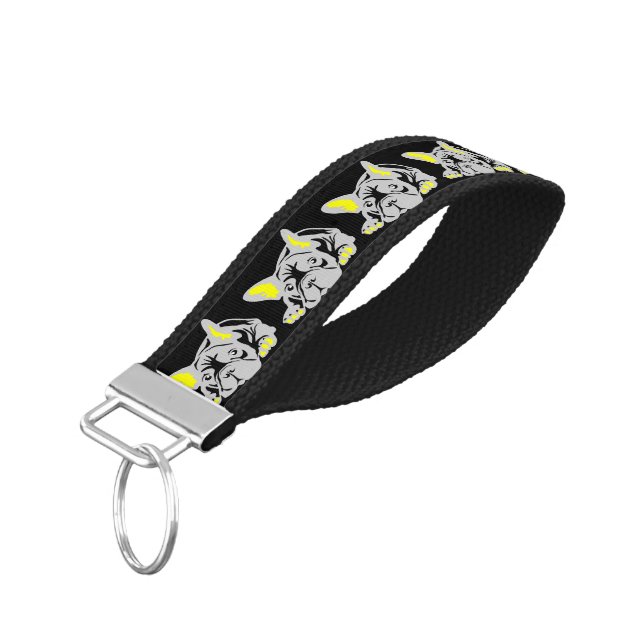 Llavero De Pulsera Bulldoges de Francia (Angulado hacia abajo)