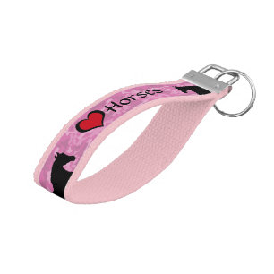 Llavero De Pulsera Caballos de Corazón III (camo rosa)