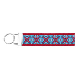 Llavero De Pulsera Caleidoscopio rojo y azul del vintage