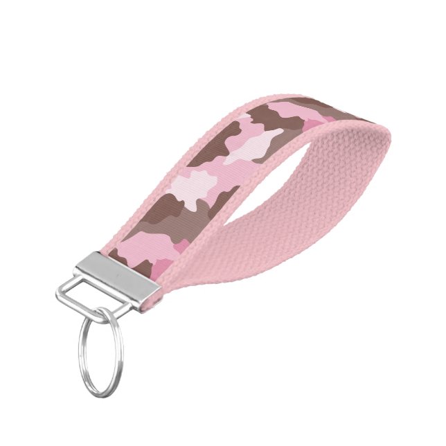 Llavero De Pulsera Camuflaje rosa Girly Camo Militar (Angulado hacia abajo)