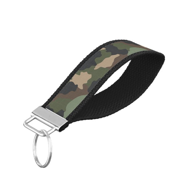 Llavero De Pulsera Camuflar Woodland Camo Ejército Khaki Tan Negro (Angulado hacia abajo)