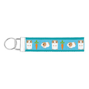 Llavero De Pulsera Cerdos y garrapatas de Guinea lindo patrón azul