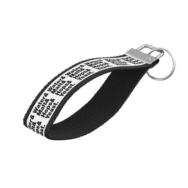Llavero De Pulsera Cerveza = Agua y Malta, copas y levadura. (Angulado hacia arriba)