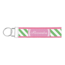 Llavero De Pulsera Chicas de banda diagonal rosa y verde personalizad