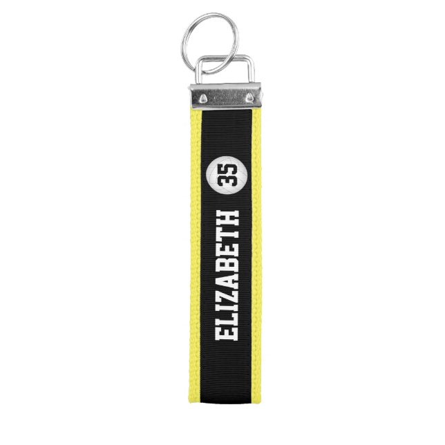 Llavero De Pulsera chicas negros amarillos voleibol personalizado (Llaves parte superior)