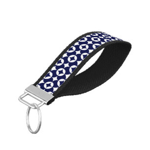 Llavero De Pulsera Círculos de interbloqueo azul retro Shippo Geométr