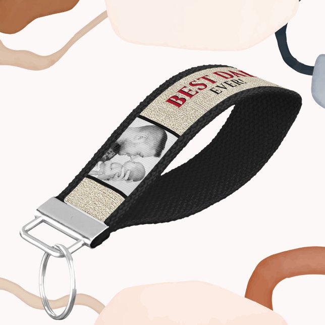 Llavero De Pulsera Collage de fotos Rústico Del Mejor Papá De La Fami (Subido por el creador)