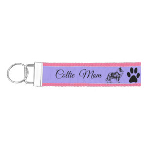 Llavero De Pulsera Collie Mom con Paw Print *Personaliza*