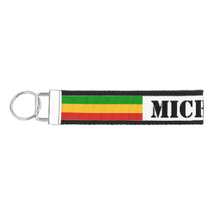 Llavero De Pulsera COLORES DE BANDERA RASTAFARI + tu nombre e ideas