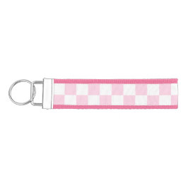 Llavero De Pulsera Comprobación rosa y blanco