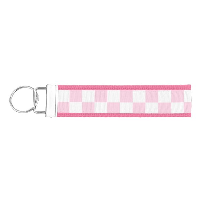 Llavero De Pulsera Comprobación rosa y blanco (Llaves lado izquierdo)