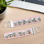 Llavero De Pulsera Crea tu propio Collage de fotos rosa de Instagram<br><div class="desc">Utiliza hasta 12 fotos de teléfono cuadrado o selfie para crear un regalo único y personal. O puedes mantener al cachorro hipster y hacer un keepsake de moda. Si necesita ajustar las imágenes,  haga clic en la herramienta personalizar para realizar cambios.</div>