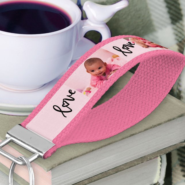 Llavero De Pulsera Crea tu propio Collage de fotos y Love Pink (Subido por el creador)