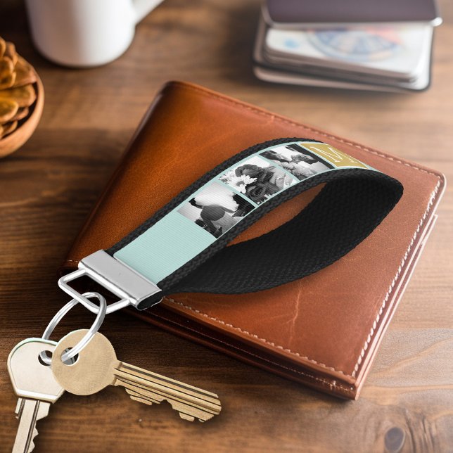 Llavero De Pulsera Crear su propio monograma de Collage de fotos Boda (Personalized keychain - wedding photos)