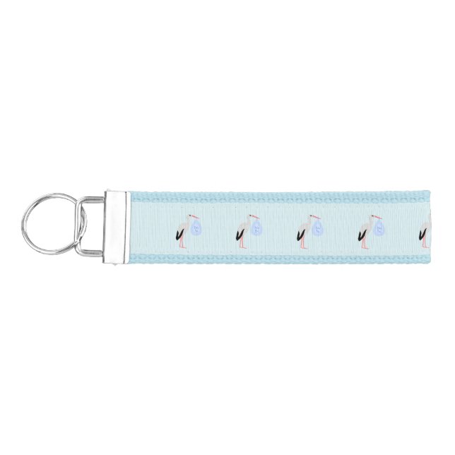 Llavero De Pulsera Cute Blue Baby Boy Stork (Llaves lado izquierdo)